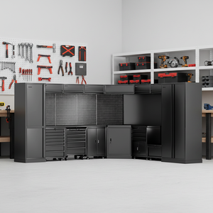 Professional Modular Garage Organization System Tall Cabinet <strong>Pegboard</strong> Panel Drawers Complete Workshop Tool Storage Set OEM Cold - Product Image 4