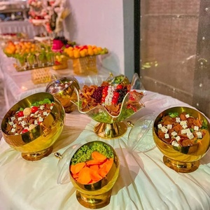 Insalatiera del ristorante del Buffet dell'hotel utensili da cucina casa ciotola <span class=keywords><strong>di</strong></span> insalata <span class=keywords><strong>rosa</strong></span> dorata in acciaio inossidabile supporto in argento insalatiera - Product Image 1