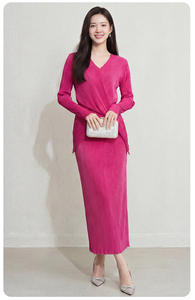 Conjunto de Falda Plisada con Cintura Cruzada y Cuello Alto, Estilo Coreano, Casual y Elegante, para Mujer, Diseño PY Fashion, Venta al Por Mayor - Product Image 2