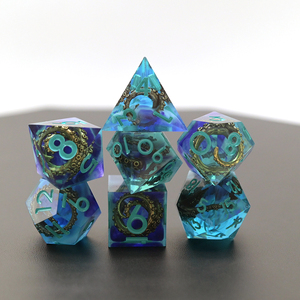 Magnifique jeu <span class=keywords><strong>de</strong></span> dés à noyau liquide RPF sans moisissure, motif tentacule bleu océan, pour <span class=keywords><strong>jeux</strong></span> <span class=keywords><strong>de</strong></span> rôle - Product Image 4