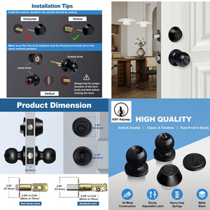 MAXAL Factory Household Popular American Standard Entrance Hot Sale Luxury Security Matte Black Cylindrical <strong>Knob</strong> Lock - Product Image 2