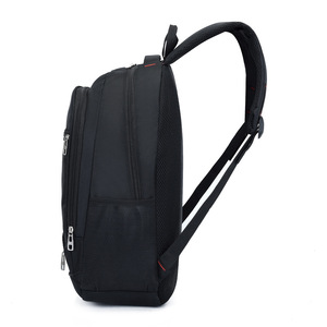 <b>Large</b> <b>Capacity</b> <b>Backpack</b> Black Solid Color Laptop Compartment Unisex Shoulder Straps For Travel Business School - Product Image 2