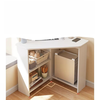 Bureau d'ordinateur d'angle triangulaire moderne pour petite maison avec étagère de rangement, gain de place, utilisation commerciale, table d'écriture modulaire