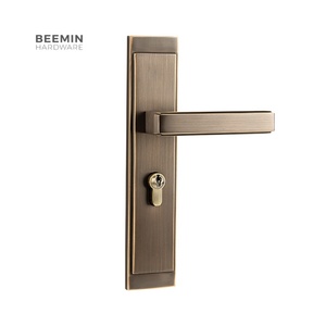 Poignée de porte de luxe en laiton massif, design italien moderne, levier intérieur pour porte principale en bois, ensemble de serrure de confidentialité avec boutons - Product Image 1