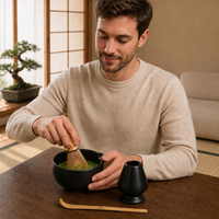 Coffret Cérémonie du Thé Matcha : Fouet en Bambou (Chasen), Support, Cuillère Chashaku, Passoire à Mailles Fines – Idéal pour la Maison, les Cafés et les Amateurs de Thé