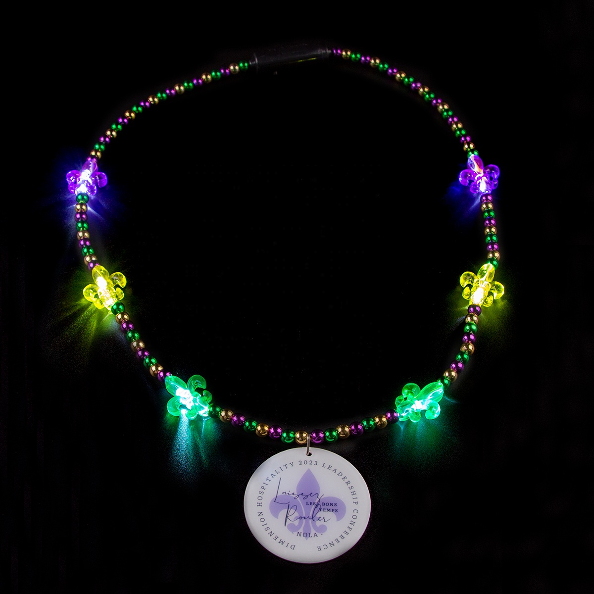 Collar de cuentas brillantes LED Collar de cuentas de Mardi Gras intermitente