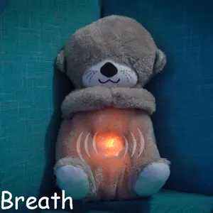 Breathing Bear Lighting Comfortable Soothing Breath Plush Bear Stuffed Animal Toys For Baby Toys 0-12 Months
