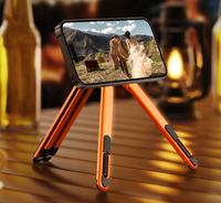 Nouveautés : Support de téléphone multifonctionnel, trépied réglable, rotation universelle à 360°, magnétique E05, idéal pour les voyages, cadeau, orange