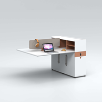 Poste de travail de bureau moderne modulaire pour 2 personnes avec écran, tiroir verrouillable, boîte à câbles, structure en acier, bureau pour personnel en open space