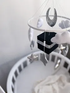 New bebe nursery accessori hanging decor handmade custom felt cube star moon quran giocattoli islamici baby mobile - Product Image 5