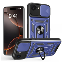 Coque de téléphone antichoc en TPU et PC avec fenêtre coulissante pour iPhone 16E, support magnétique pour voiture, vente chaude
