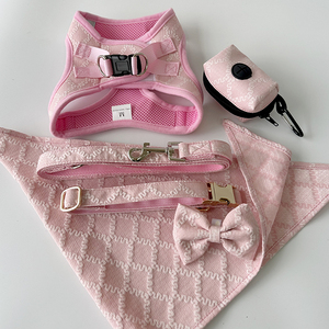 Yeni Stil Güzel Pembe Kareli Köpek Tasması ve Kayışı Lüks Köpek Tasması Ayarlanabilir Köpek Tasması Yeleği - Product Image 6