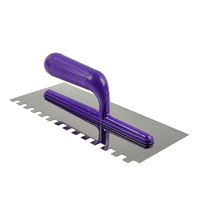Truelle de carreleur en acier au carbone de qualité industrielle pour le bricolage, avec manche en bois, design à encoches carrées pointues, longueur de lame de 280 mm