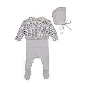 Baby Girl Waffle Knit High Quality Footie Ruffle Collar Newborn Girl Boy Spring Clothing for <strong>Toddler</strong> With Cardigan and Hat - Product Image 2