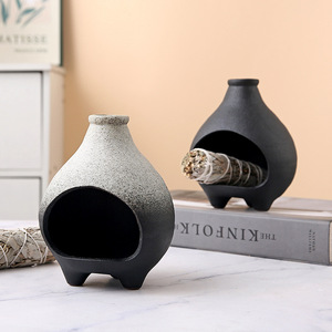 Mini-brûleur d'aromathérapie en céramique à flamme nue, design cheminée <span class=keywords><strong>de</strong></span> table sur trépied, petit brûleur chauffe-mains d'hiver, <span class=keywords><strong>Sauge</strong></span> - Product Image 3