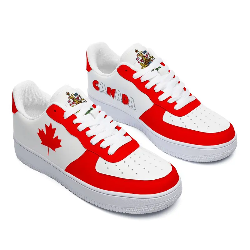 รองเท้าสเก็ตบอร์ดพิมพ์ลายธงชาติแคนาดา,รองเท้าวิ่งพิมพ์ลาย3D รับประกันคุณภาพ