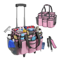 Sac de rangement professionnel rose personnalisé avec roulettes, détachable, grand format, pour le nettoyage domestique