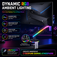 Support d'écran de jeu en acier avec panneau tactile RGB dynamique, lumière ambiante RGB pour Esports, rotation à 360°, plaque VESA 75x75 100x100, bras simple