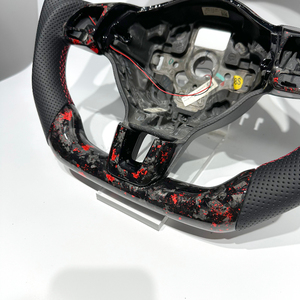 Volant personnalisé pour VW MK6 Passat Golf 5 5.5 Volant <span class=keywords><strong>de</strong></span> <span class=keywords><strong>course</strong></span> en fibre <span class=keywords><strong>de</strong></span> carbone rouge Forge avec LED avec cuir perforé 2009 - Product Image 3