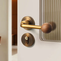 Poignée de porte moderne minimaliste en alliage d'aluminium avec bouton à levier, serrure de sécurité intérieure pour portes en bois, maison, bureau, chambre