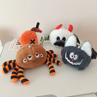 Porte-clés en peluche d'Halloween, mignon, araignée, citrouille, fantôme, chauve-souris, animal en peluche, breloque de sac, pendentif en peluche douce, porte-clés, vente en gros, cadeau de fête