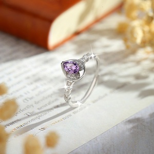 8 Dainty Water Drop Natural <b>Stone</b> Gemstone <b>Rings</b> 925 Sterling <b>Silver</b> Prong Setting Tarnish-Free Waterproof Adjustable Wedding - Product Image 2