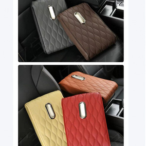 Car Armrest Box Mat Leather Universal Center <b>Console</b> Storage Box 32x21x5 <b>Black</b> Gray Coffee Beige - Product Image 2