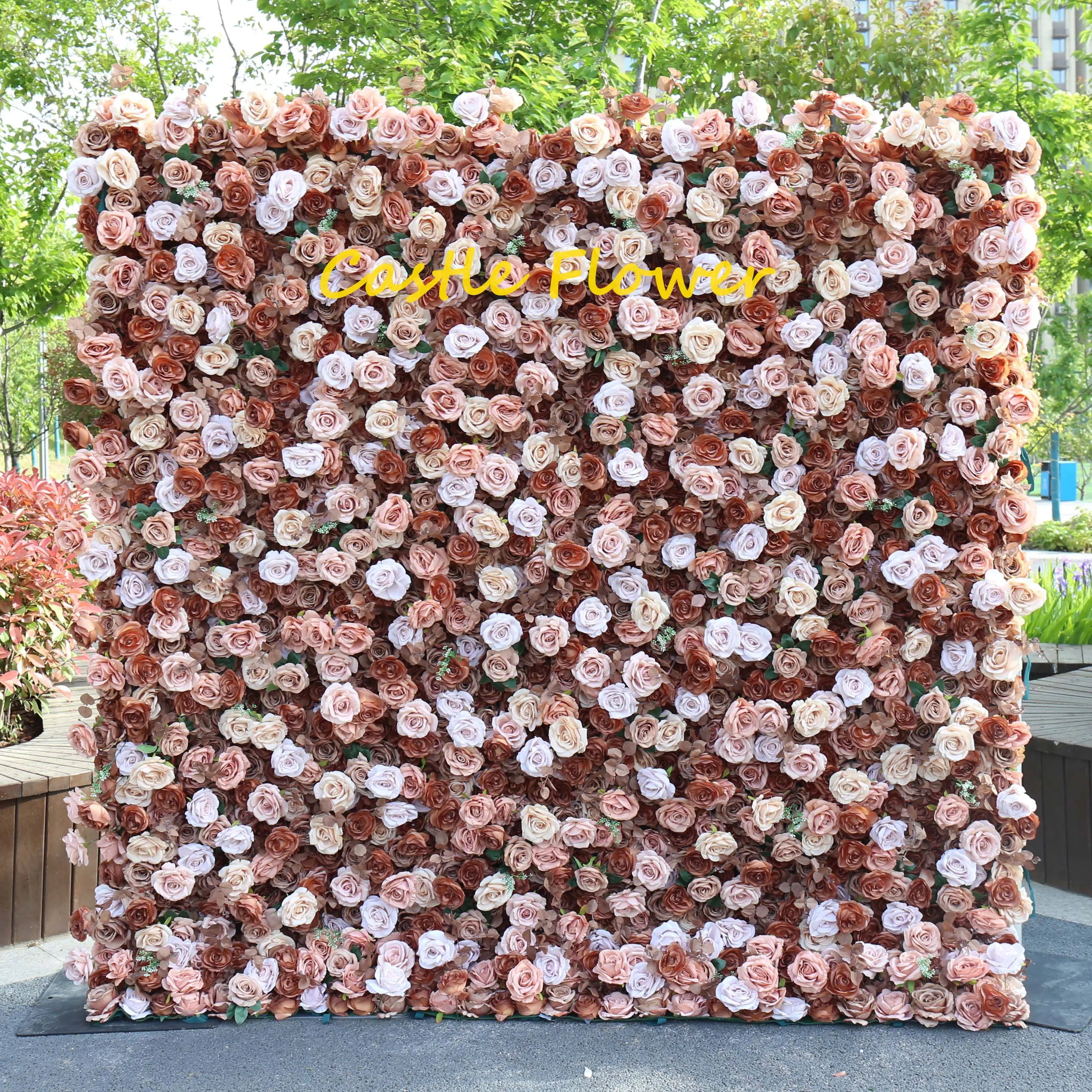 O-W032 Custom flowerwall Event Wedding Props Flower Wall Panel White Pink Rose Hydrangeas Roll Up Curtain Flower Wall 8ft x 8ft