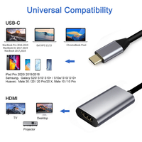 VONN Câble adaptateur USB-C mâle vers HDMI femelle Résolution 4K 30HZ Veste PVC pour projecteur Macbook HDTV