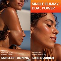 Gummies bronzantes sans soleil avec Astaxanthine, Bêta-Carotène, Lycopène, Collagène et Acide Hyaluronique pour Femmes