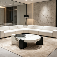 Mobilier moderne de luxe contemporain de style européen pour la maison Table d'appoint ronde en verre Ensemble de tables basses en marbre