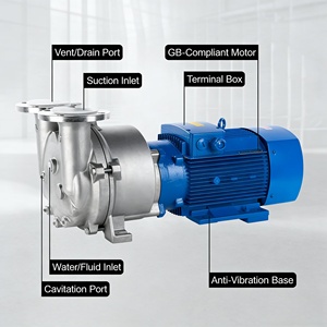 <span class=keywords><strong>Pompe</strong></span> à <span class=keywords><strong>anneau</strong></span> <span class=keywords><strong>liquide</strong></span> en acier inoxydable 2BV2070 8000W portable pour dragage d'eaux usées d'urgence, résistante pour la production de pesticides - Product Image 2