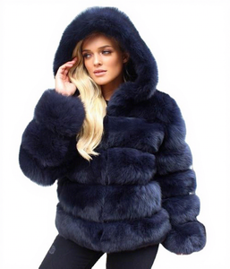 Poncho court vintage <span class=keywords><strong>Monki</strong></span> grande taille 2021, épais, écologique, drapé, avec capuche en fausse fourrure de renard, vêtements d'hiver pour femmes, polyester - Product Image 1