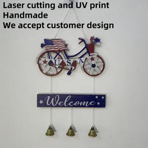 Décorations du 4 juillet pour la <span class=keywords><strong>porte</strong></span> d'entrée, décoration rouge, blanc et bleu, panneau de bienvenue Américana USA, vélo pour le Memorial Day et le Jour de l'Indépendance - Product Image 3
