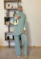 Maillot de Bain Musulman Anti-UV Modeste pour Femme, Hijab Manches Longues, Burkinis Islamiques 3 Pièces