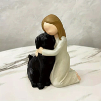 Figurines en résine de chien ange noir de style château européen écologiques, ornement commémoratif d'amitié pour chiens anges, pour les amoureux des animaux de compagnie