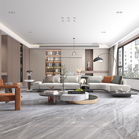 Carrelage en porcelaine aspect marbre gris clair 750x1500mm, veinage diagonal, grande dalle, imperméable pour sol, mur, salon