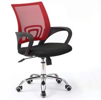 Chaise de bureau ergonomique pivotante noire à dossier mi-haut en maille, réglable en hauteur, pour ordinateur