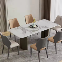 Chaise de salle à manger en cuir marron de style moderne et luxueux avec dossier confortable pour cuisine, hôtel, restaurant et bureau