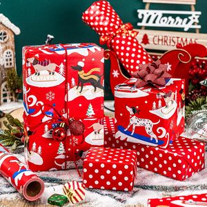 Dog Christmas <b>Wrapping</b> <b>Paper</b> Roll 17 In X 33 Ft Reversible Skiing Puppy Polka Dot Design Gift Craft Packaging - Product Image 2