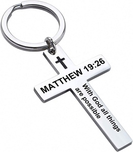 Llavero con Cruz Cristiana, Llavero con Versículo Bíblico de Acero Inoxidable, Llaveros con Versículos Bíblicos, Joyería Religiosa con Oración de Jesús, Regalos Religiosos para Bautizo - Product Image 6