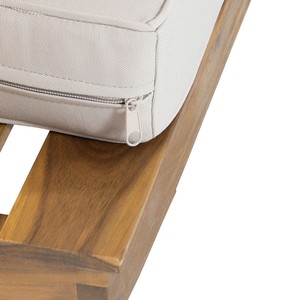 2-Seater Wooden <b>Sofa</b> Set Right Side Outdoor <b>Sofa</b> Beige Cushions Acacia Wood Frame Black Metal Legs for <b>Hotel</b> Villa Use - Product Image 4