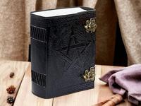 Diario de Cuero con Tapa Dura y Cierre en C, Pentagrama Negro Grabado a Mano, Personalizado, A5/A4, Cuaderno de Dibujo, Cubierta para Acuarelas