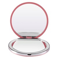 Custom Logo Portable Cosmetic Handheld Travel Pocket Small Folding LED Makeup Mirror With Light