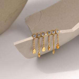 G2321 Collier en gros Acier inoxydable Goutte d'eau <span class=keywords><strong>Diamant</strong></span> Zircon Charm Long Tassel Earring Women Fashion Jewelry Earrings - Product Image 3