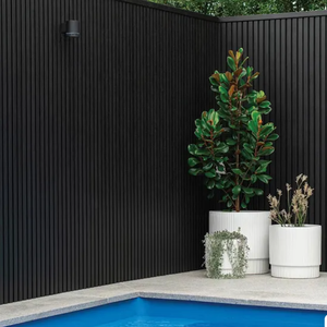 Panneau mural WPC rainuré 3D, imperméable, co-extrusion bois-PVC, <span class=keywords><strong>lambris</strong></span> composite WPC pour la <span class=keywords><strong>décoration</strong></span> murale extérieure <span class=keywords><strong>de</strong></span> la cour - Product Image 2