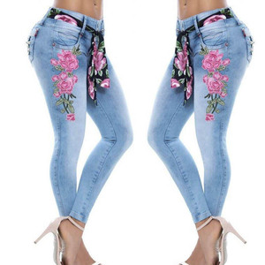 Factory Direct Embroidery <strong>Denim</strong>-Jean High Waist Woven Label Pants for Women Stretch Big <strong>Sizes</strong> Pant <strong>Plus</strong> <strong>Size</strong> Friendly - Product Image 6