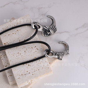 Collar con colgante de calavera de animal de acero de titanio para hombre, estilo retro, modelo SP1079-1080 - Product Image 5