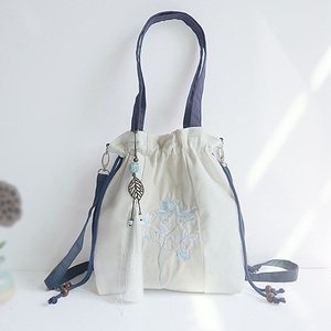 Borsa a Tracolla Vintage con Ricamo Floreale, Stile Antico, Sacchetto con Coulisse in Pelle PU, Borsa a Mano da Donna - Product Image 6