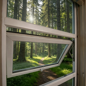 Fenêtres à profil bas en aluminium biseauté avec verre <span class=keywords><strong>anthracite</strong></span>, à ouverture par le haut, pour façades de bâtiments modernes - Product Image 1